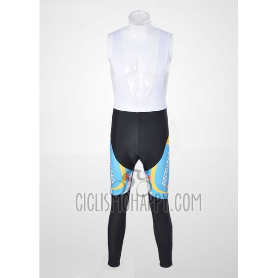 Astana Cycling Jersey Bib Tight 2012 Long Sleeve Light Blue and Black